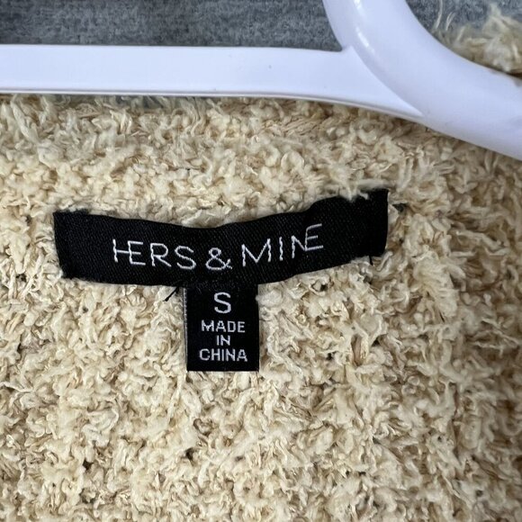 Hers & Mine Womens S Fuzzy Soft Long Maxi Beige Loose Knit Open Cardigan Pocket - Picture 12 of 15